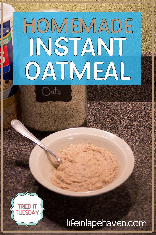 Tried It Tuesday: Homemade Instant Oatmeal. Make your mornings easier with this easy, inexpensive DIY recipe that gives you all the convenience of instant oat packets with the flavor and nutrition of homemade oatmeal. You and your kids will love this recipe for homemade instant oatmeal!