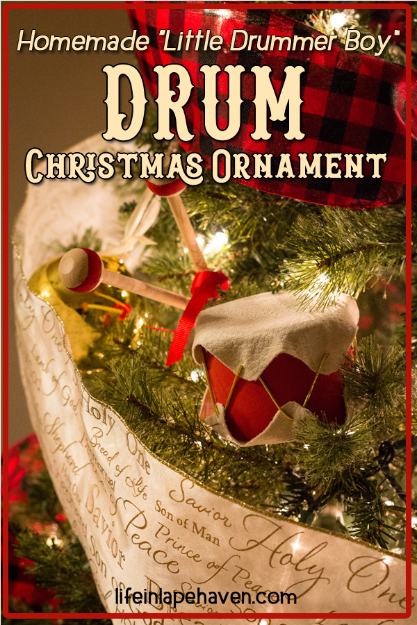 Homemade Little Drummer Boy Drum Christmas Ornament - Life in Lape Haven. These adorable little drum Christmas ornaments are an easy, affordable craft for you and your kids to make for your Christmas tree or as a holiday decoration. 