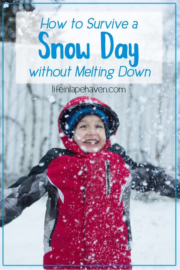 How to Survive a Snow Day without Melting Down - Life in Lape Haven. While snow days, delays, & sick days can be an inconvenience to our every day routine, there are plenty of ways to make the most of the unexpected time and make some special memories with our kids.