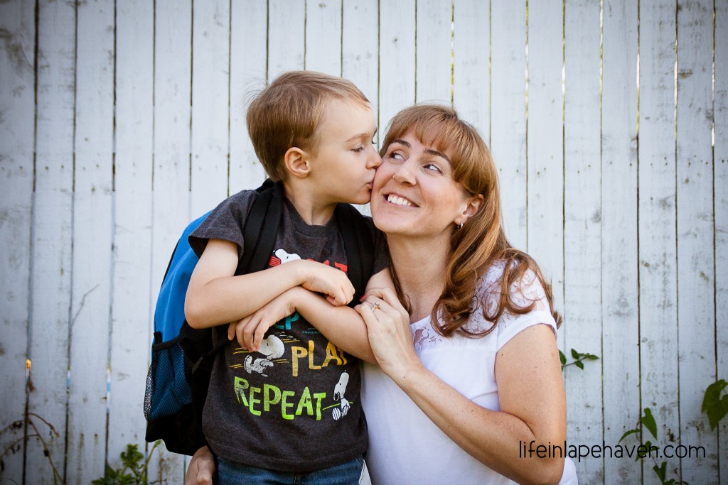 Life in Lape Haven: Embracing the Moments of Mom Sadness - Mommy and Elijah on the First day of Kindergarten