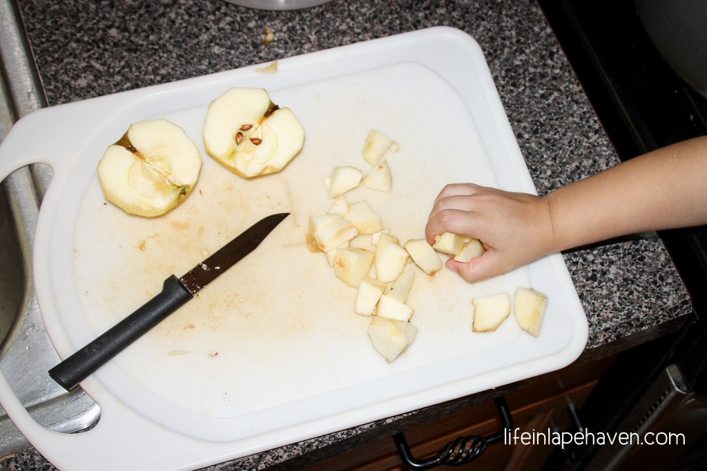 Life in Lape Haven: Giving Him Apple Pieces to Put in the Pan - Making memories in the every day
