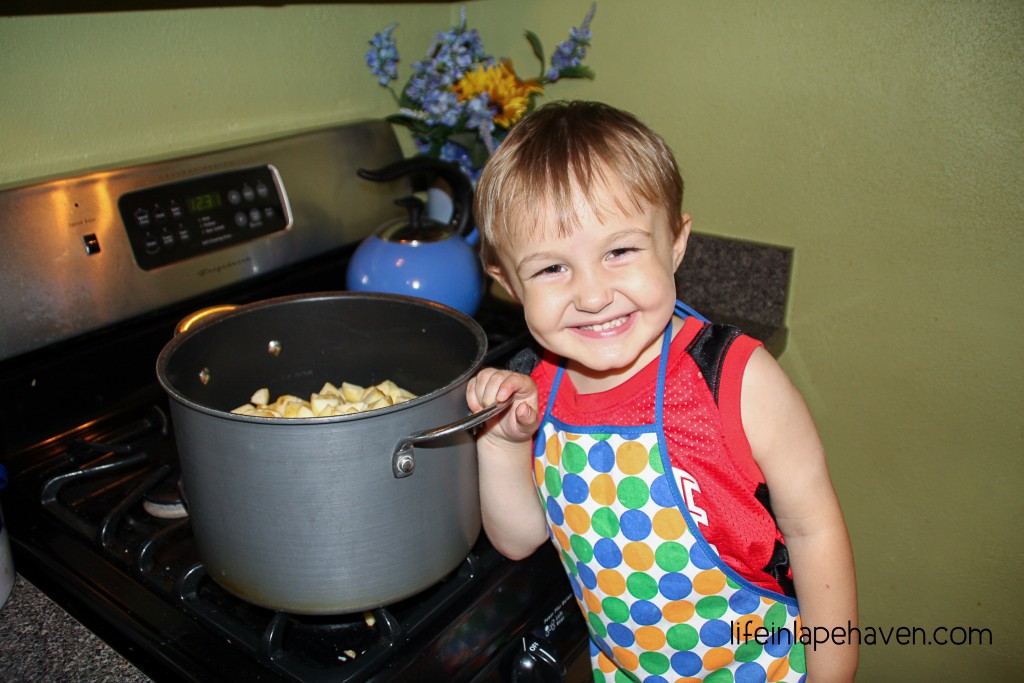 Life in Lape Haven: Giving Him Apple Pieces to Put in the Pan - Making memories in the every day