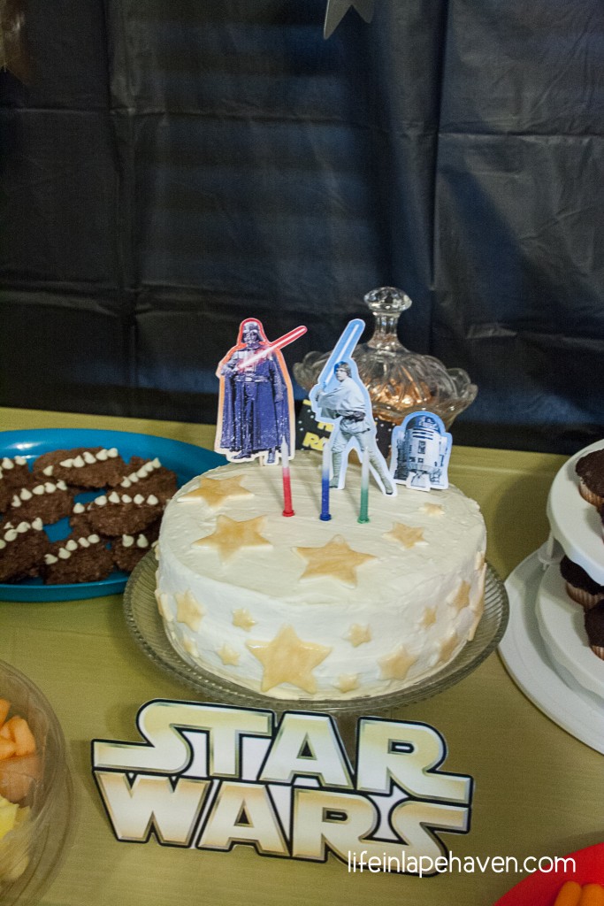 Life in Lape Haven: Josiah's Star Wars Birthday Party. Our littlest boy just turned three, and we celebrated with a fun Star Wars birthday party. Here is the scoop on our costumes, decorations, cake, and more with links to all the printables and recipes I used.