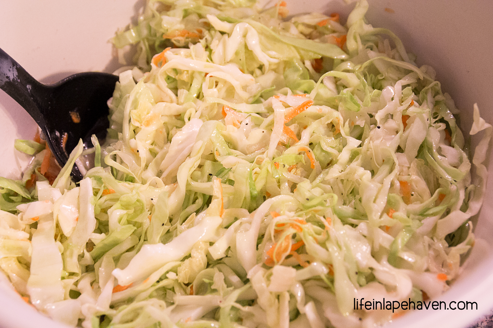 Life in Lape Haven: Tried It Tuesday: Sweet Vinegar Slaw. A yummy recipe for a vinegar-based cole slaw that is always a summer hit. Great side dish for barbecue and easy to make.