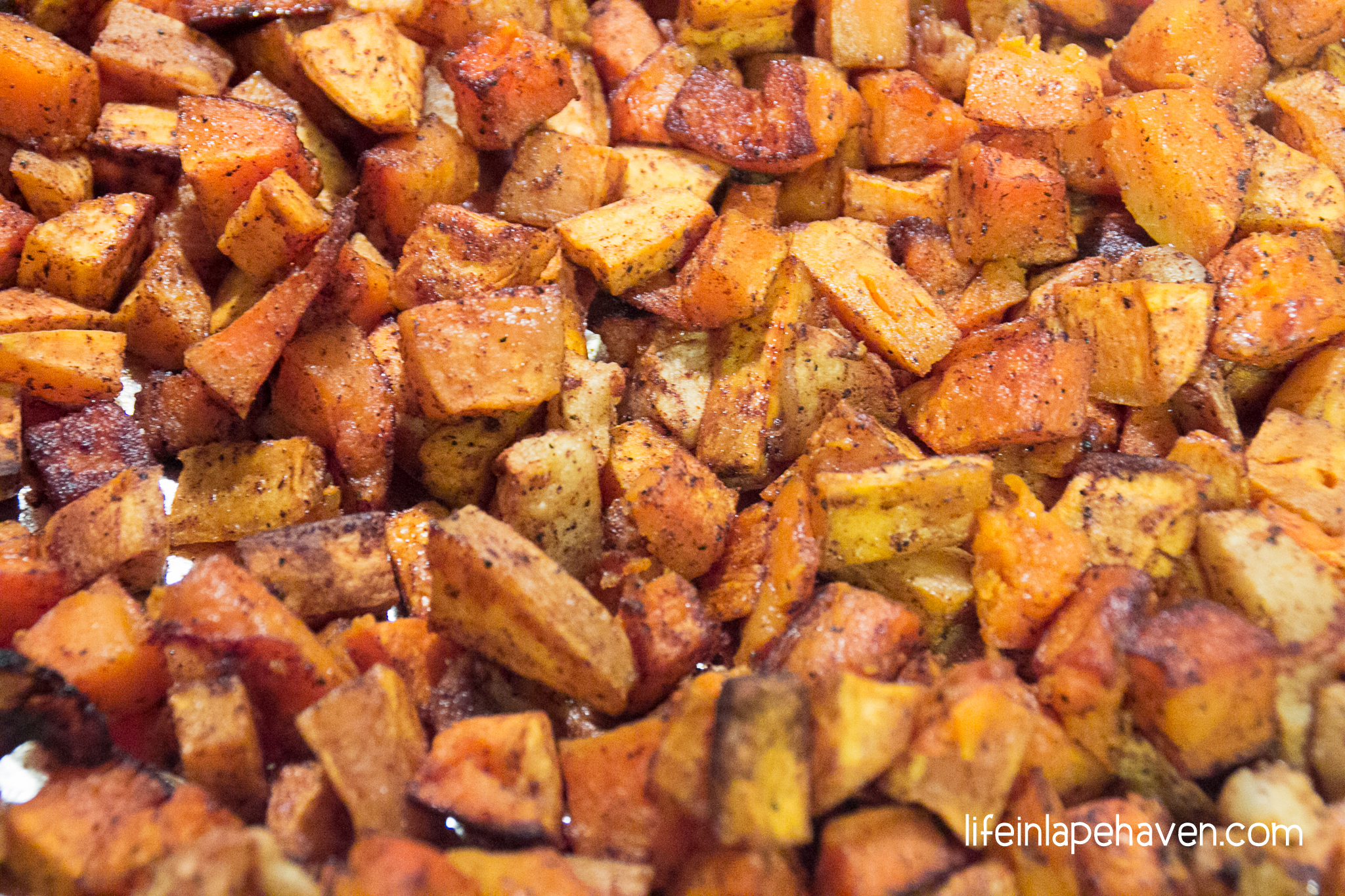 Life in Lape Haven: Tried It Tuesday: Roasted Cinnamon-Spiced Butternut Squash with Sweet Potatoes & Apples. This delicious roasted butternut squash side dish spiced with cinnamon and sweetened with sweet potatoes and apples is a great healthy addition to any meal or holiday table throughout the fall and winter.