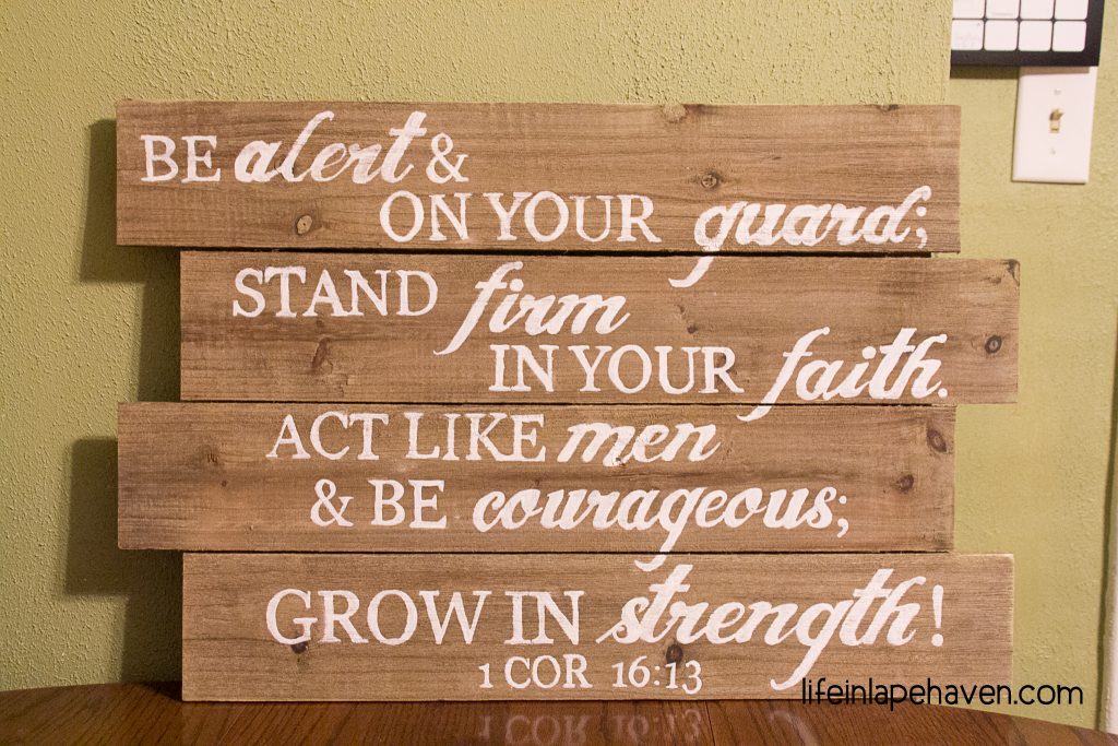 Life in Lape Haven: Tried It Tuesday: DIY Hand-Lettered Wooden Sign. One of the projects I wanted to complete for decorating our boys' new combined room was this DIY Hand-Lettered Wooden Sign featuring a scripture that fits their "adventure" theme. Here's how I made this wall art at home.