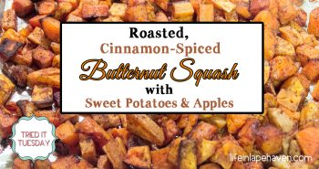 Roasted Cinnamon-Spiced Butternut Squash with Sweet Potatoes & Apples. This delicious roasted butternut squash side dish spiced with cinnamon and sweetened with sweet potatoes and apples is a great healthy addition to any meal or holiday table throughout the fall and winter.