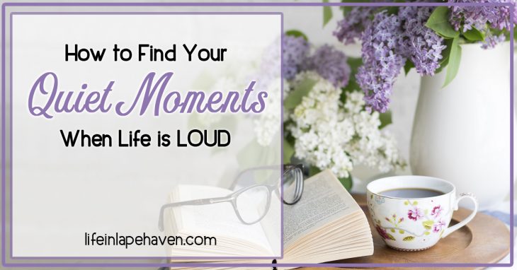 How to Find Your Quiet Moments When Life Is LOUD - Life in Lape Haven. As moms, we all have days when the demands are constant, the noise is incessant, and all we need is a quiet moment to focus. Where are they hidden throughout your day?