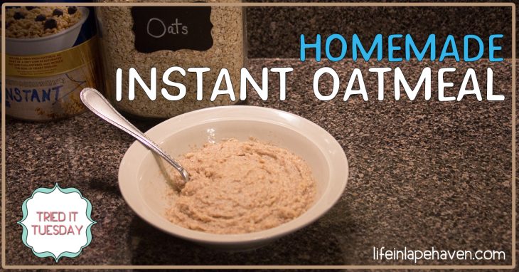 Tried It Tuesday: Homemade Instant Oatmeal. Make your mornings easier with this easy, inexpensive DIY recipe that gives you all the convenience of instant oat packets with the flavor and nutrition of homemade oatmeal. You and your kids will love this recipe for homemade instant oatmeal!