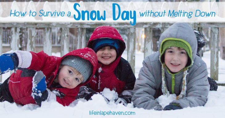 How to Survive a Snow Day without Melting Down - Life in Lape Haven. While snow days, delays, & sick days can be an inconvenience to our every day routine, there are plenty of ways to make the most of the unexpected time and make some special memories with our kids.